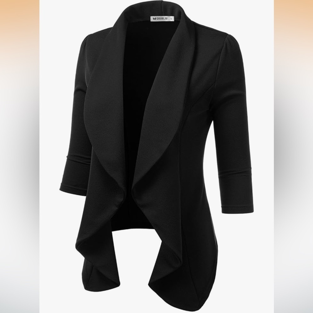Lightweight Thin 3/4 Sleeve Open Front Blazer - Picture 2 of 7